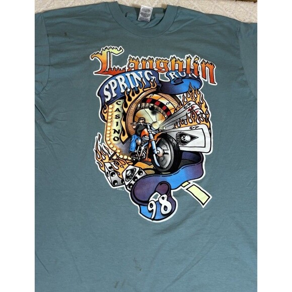 Vintage 1998 Laughlin NV Spring Run Motorcycle Rally 2 Sided Tee Size XL - Picture 3 of 15